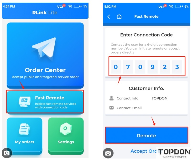 Topdon Rlink Lite remote diagnosis 5
