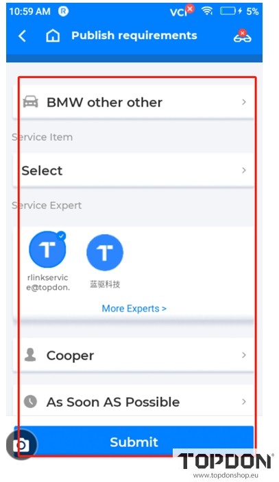 Topdon Rlink Lite remote diagnosis 9