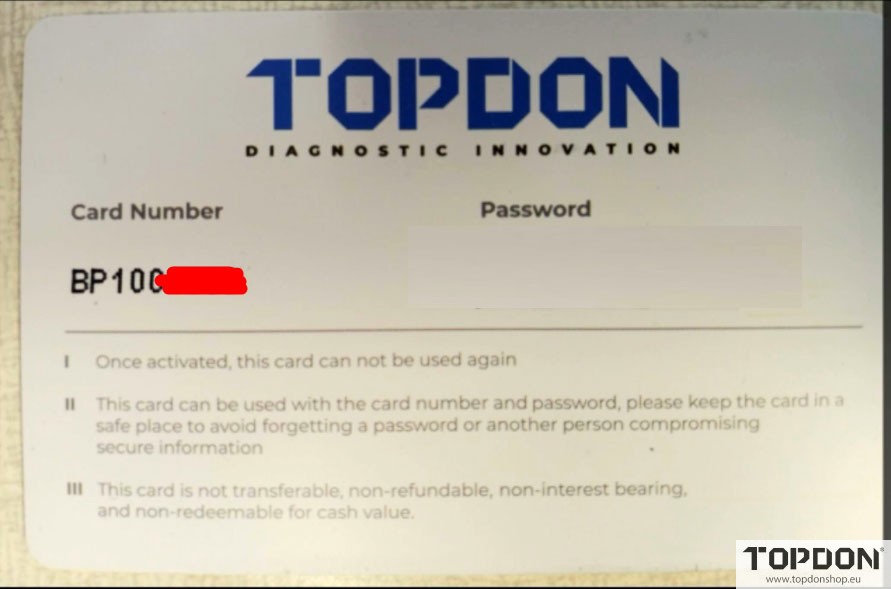 activate renew card on topdon phoenix 1