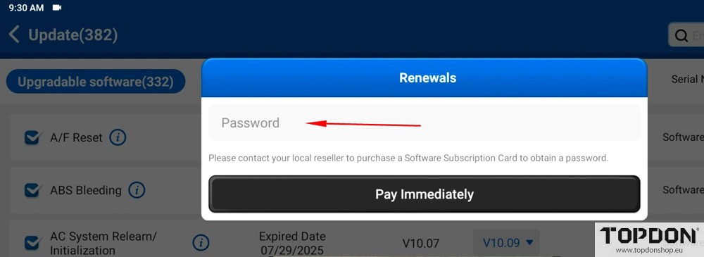 activate renew card on topdon phoenix 4