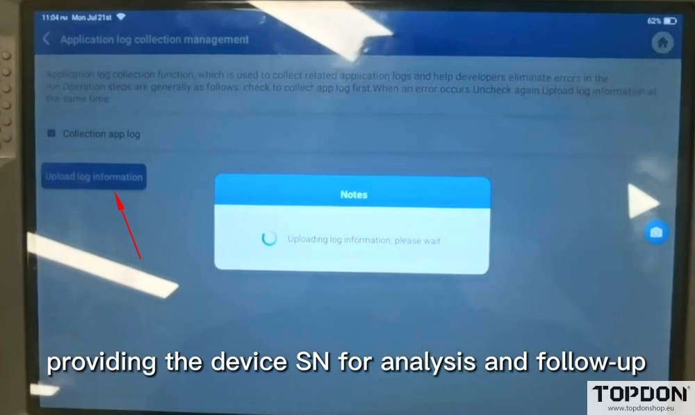 submit apk logs for topdon phoenix 7