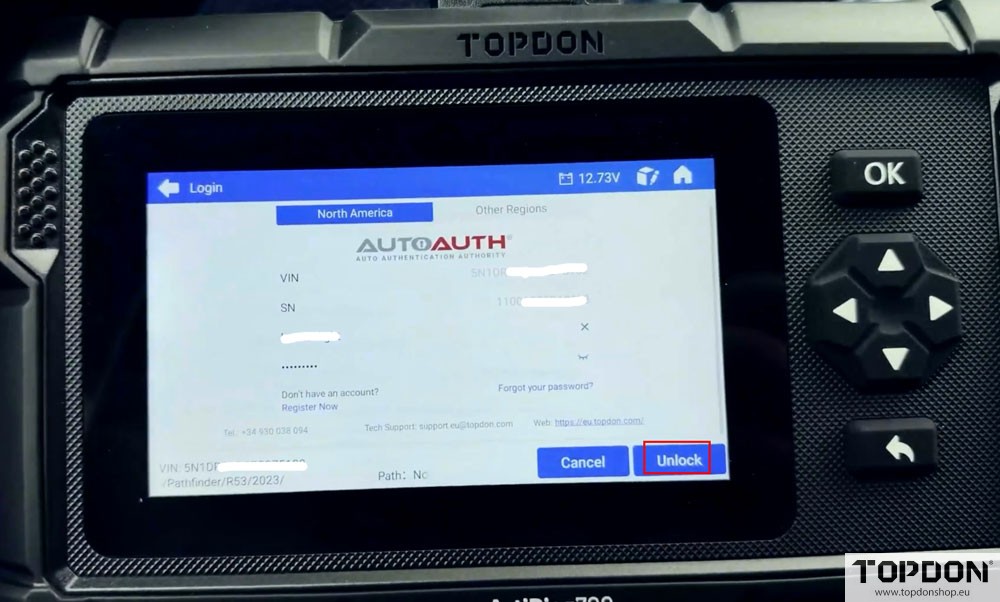 topdon artidiag nissan autoauth unlock 7