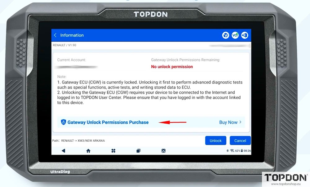 unlock renault gateway with topdon artidiag 5