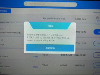 topdon artidiag900 insufficient storage 1