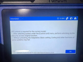 topdon ad600s 2021 audi sfd unlock required