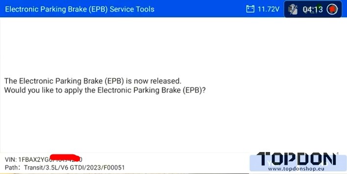 topdon artidiag800 bt2 2023 ford transit brake service mode 12 topdon artidiag800 bt2 2023 ford transit brake service mode 12