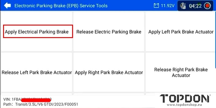 topdon artidiag800 bt2 2023 ford transit brake service mode 13 topdon artidiag800 bt2 2023 ford transit brake service mode 13