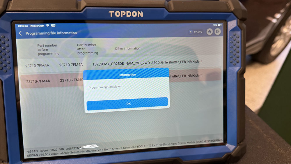 topdon phoenix smart 2020 nissan rogue ecm programming 7