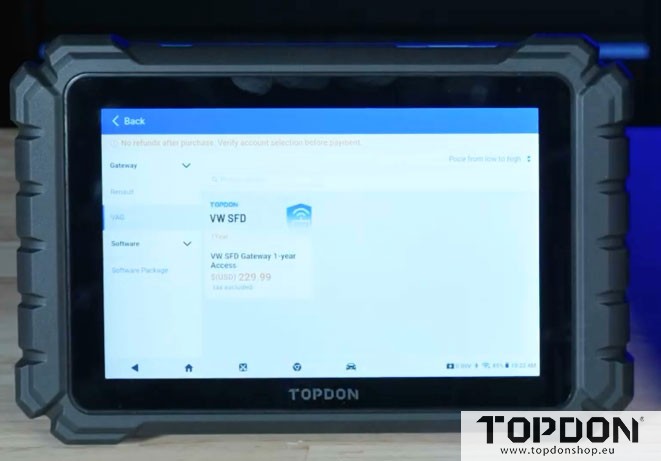 unlock vag sfd with topdon one 3