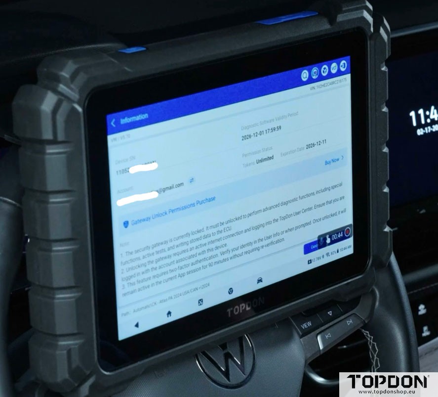 unlock vag sfd with topdon one 6