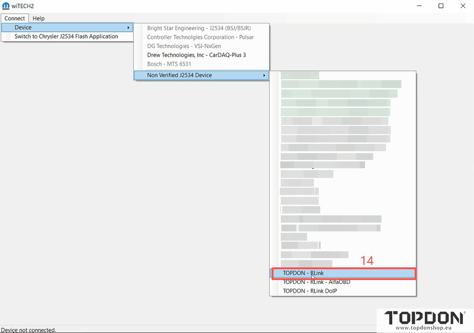 use topdon rlink x3 with chrysler witech 9 use topdon rlink x3 with chrysler witech 9