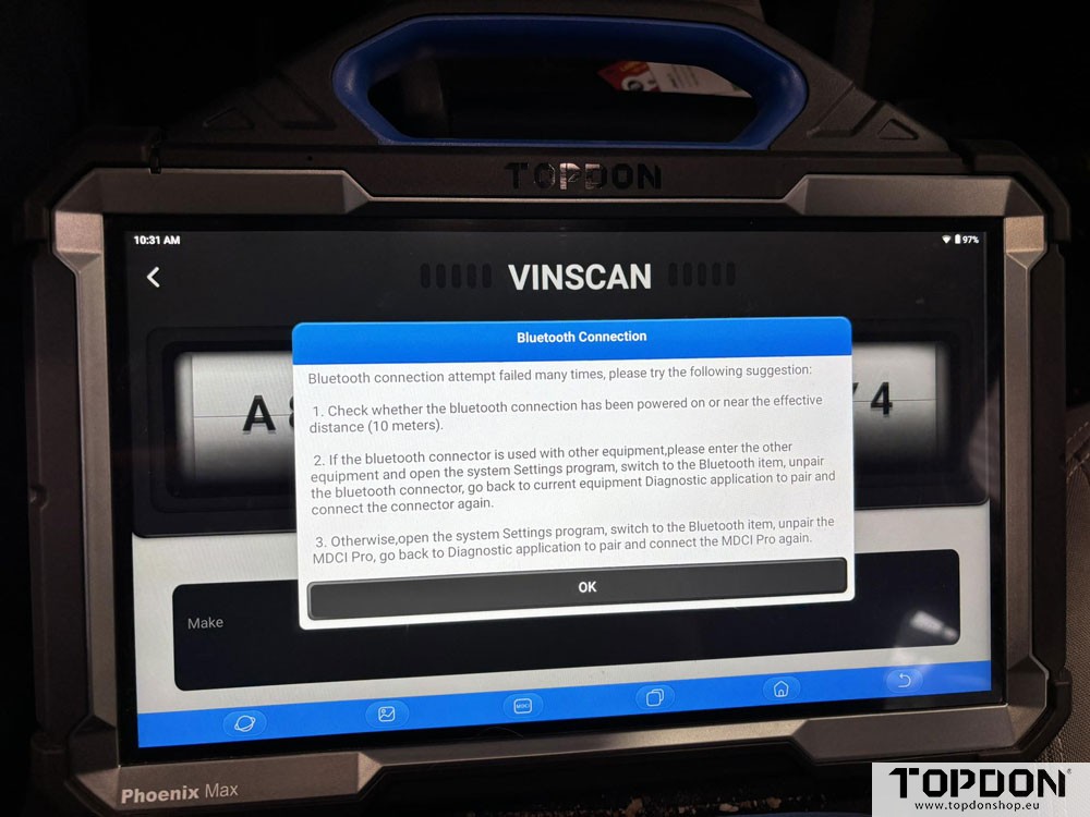 topdon phoenix smart bluetooh connection attempt failed