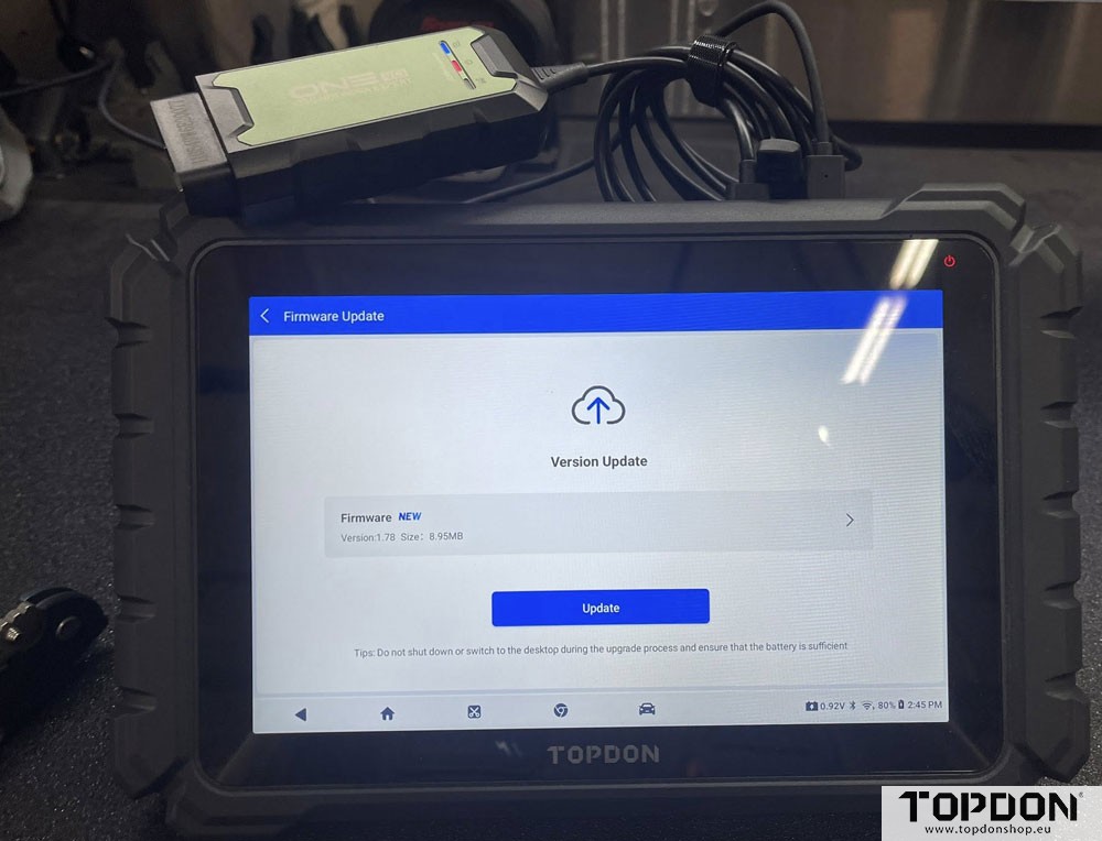 Topdon ONE VCI Firmware Update Low Voltage 2