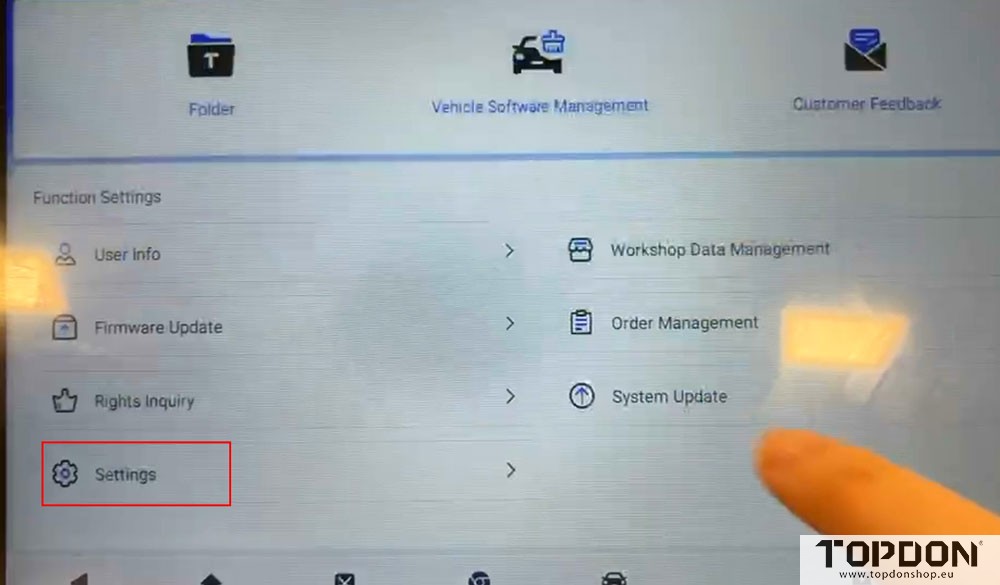 change topdon one language 2