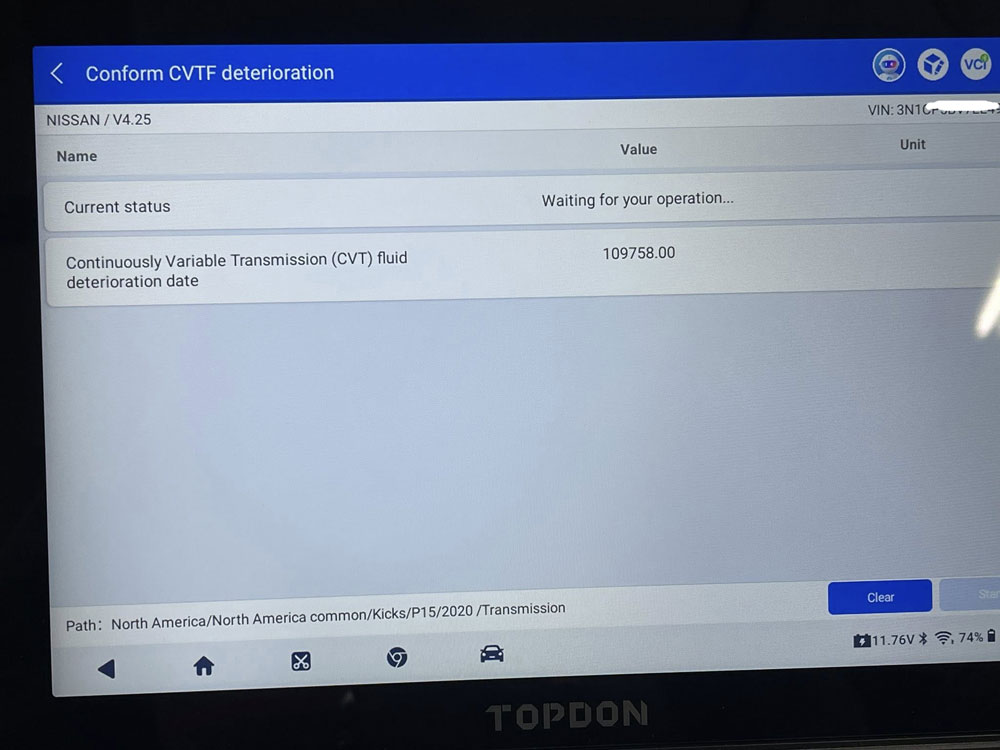 topdon one reset nissan kick cvt counter 1