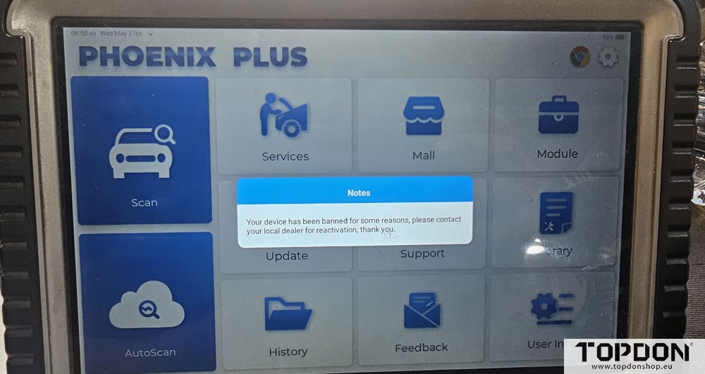 topdon phoenix plus device has been banned