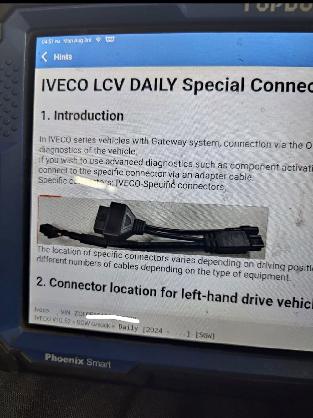 topdon LCV daily special connector