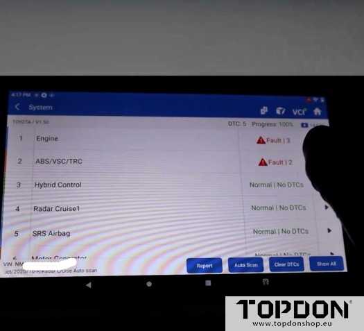 check mileage with topdon 1
