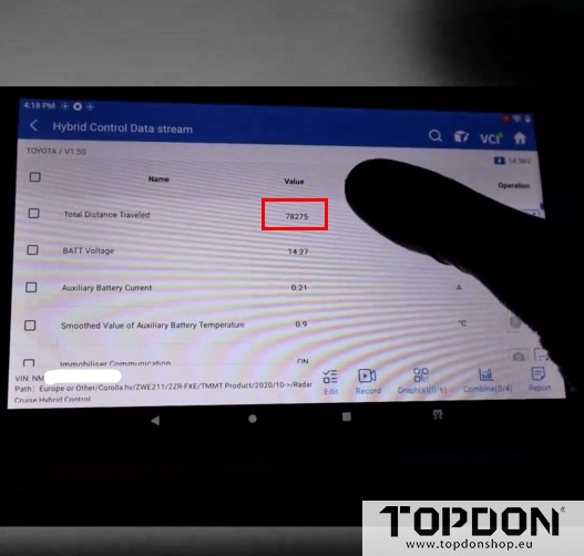 check mileage with topdon 3