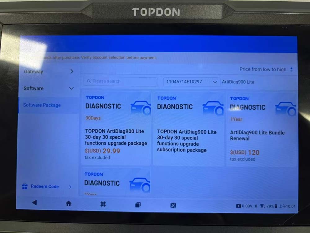 topdon ad900 lite renew 30 day special functions