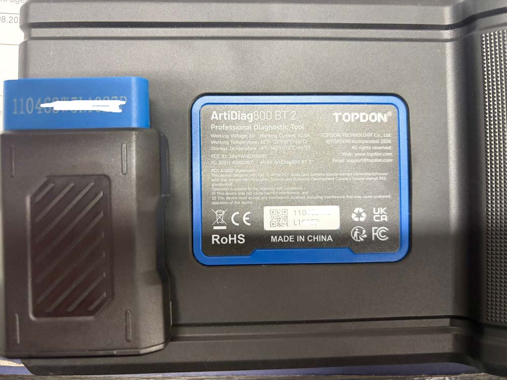 topdon artidiag800 bt 2 serial number