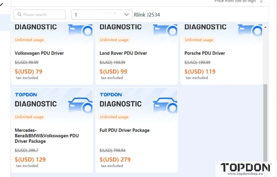 topdon rlink j2534 optional driver package 2