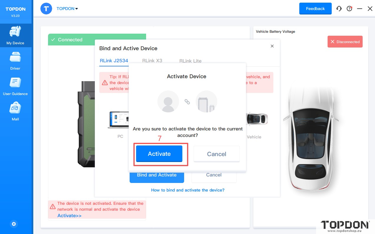activate topdon rlink j2534 7